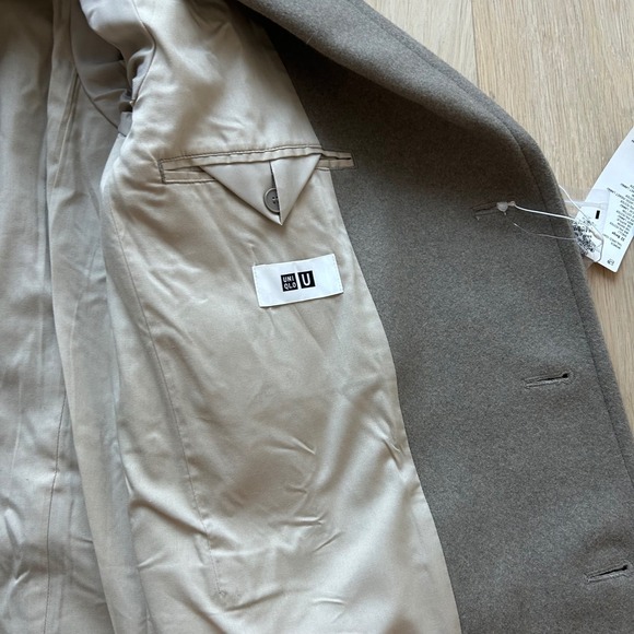 NWT Uniqlo U Lemaire Women's Tailored Coat FW22 Beige Wool Blend S Oversized - Picture 3 of 14